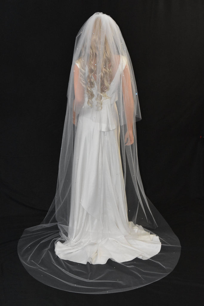 Sparkling Cathedral Veil with Blusher - WeddingVeil.com