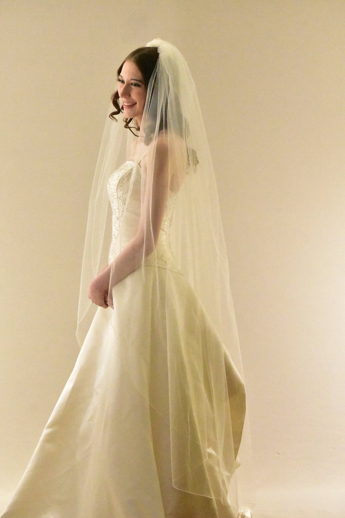 Classic Full Volume Waltz Veil with Pencil Edge - WeddingVeil.com