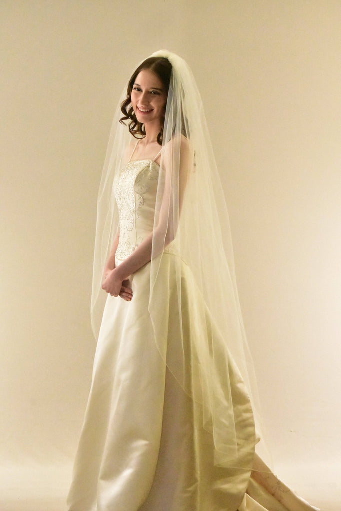 Classic Full Volume Waltz Veil with Pencil Edge - WeddingVeil.com