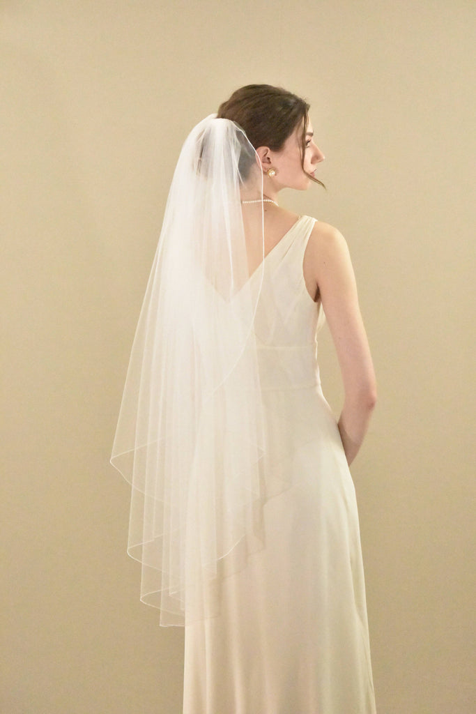 Vintage-Inspired Full Volume Classic Fingertip Veil with Pencil Edge - WeddingVeil.com