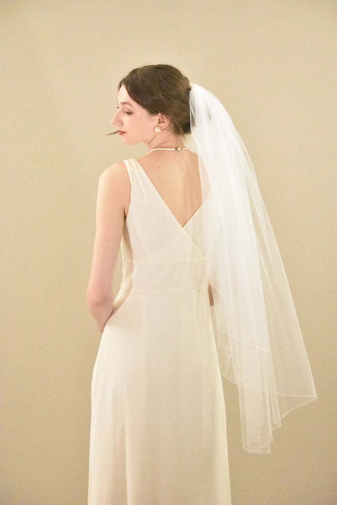 Vintage-Inspired Full Volume Classic Fingertip Veil with Pencil Edge - WeddingVeil.com