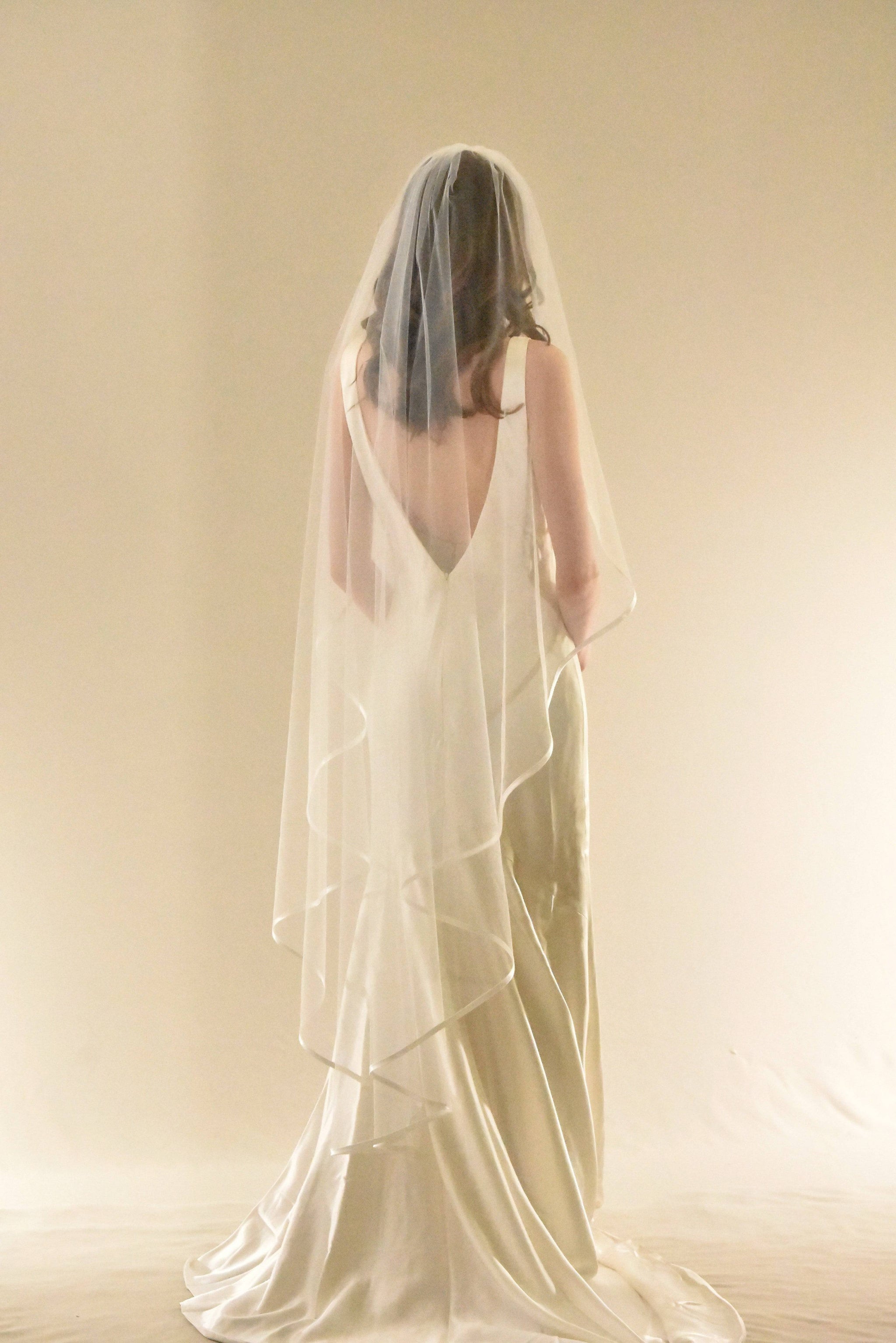 veil for satin wedding dress Crystal Trimmed Cathedral Length Wedding Veil One Blushing Bride Custom Wedding Veils