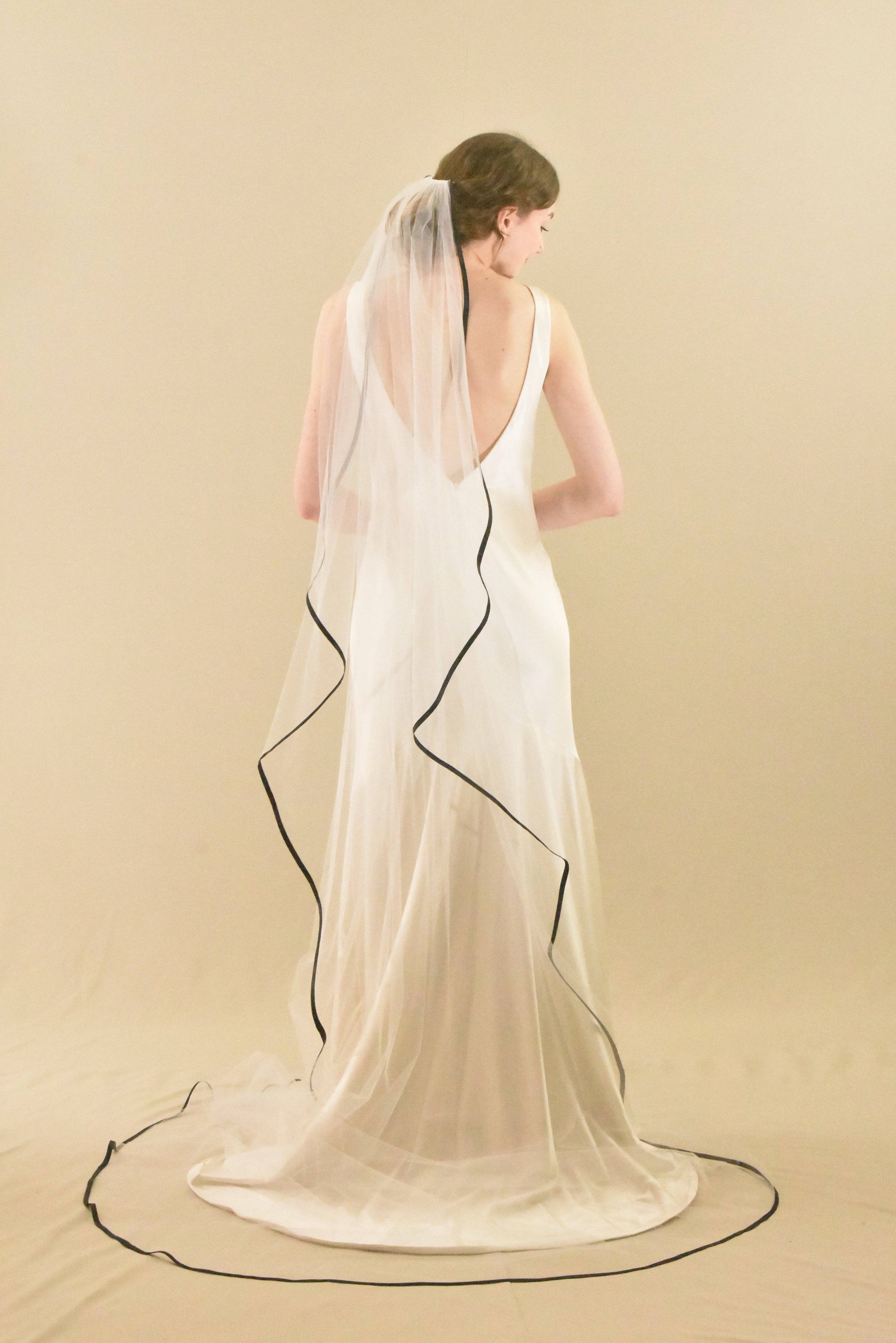 white wedding dress with black trim Unique Black White Chiffon Cutout Halter Convertible Bridal Prom Dress, Black main image 0