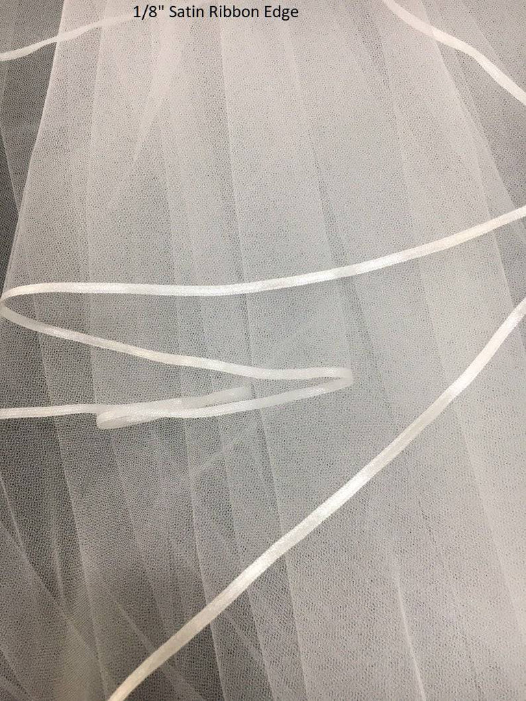Floor Length Veil with 1/8" Satin Ribbon Edge - WeddingVeil.com