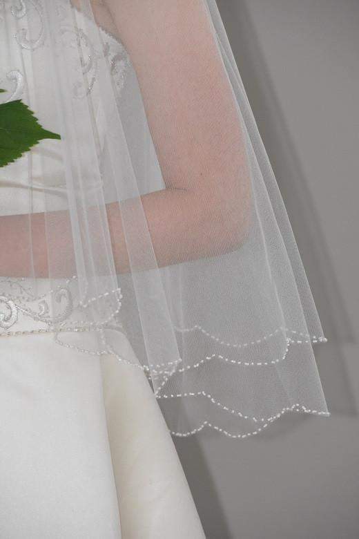 2-Tier Wedding Veil with Scalloped Beaded Edge - WeddingVeil.com