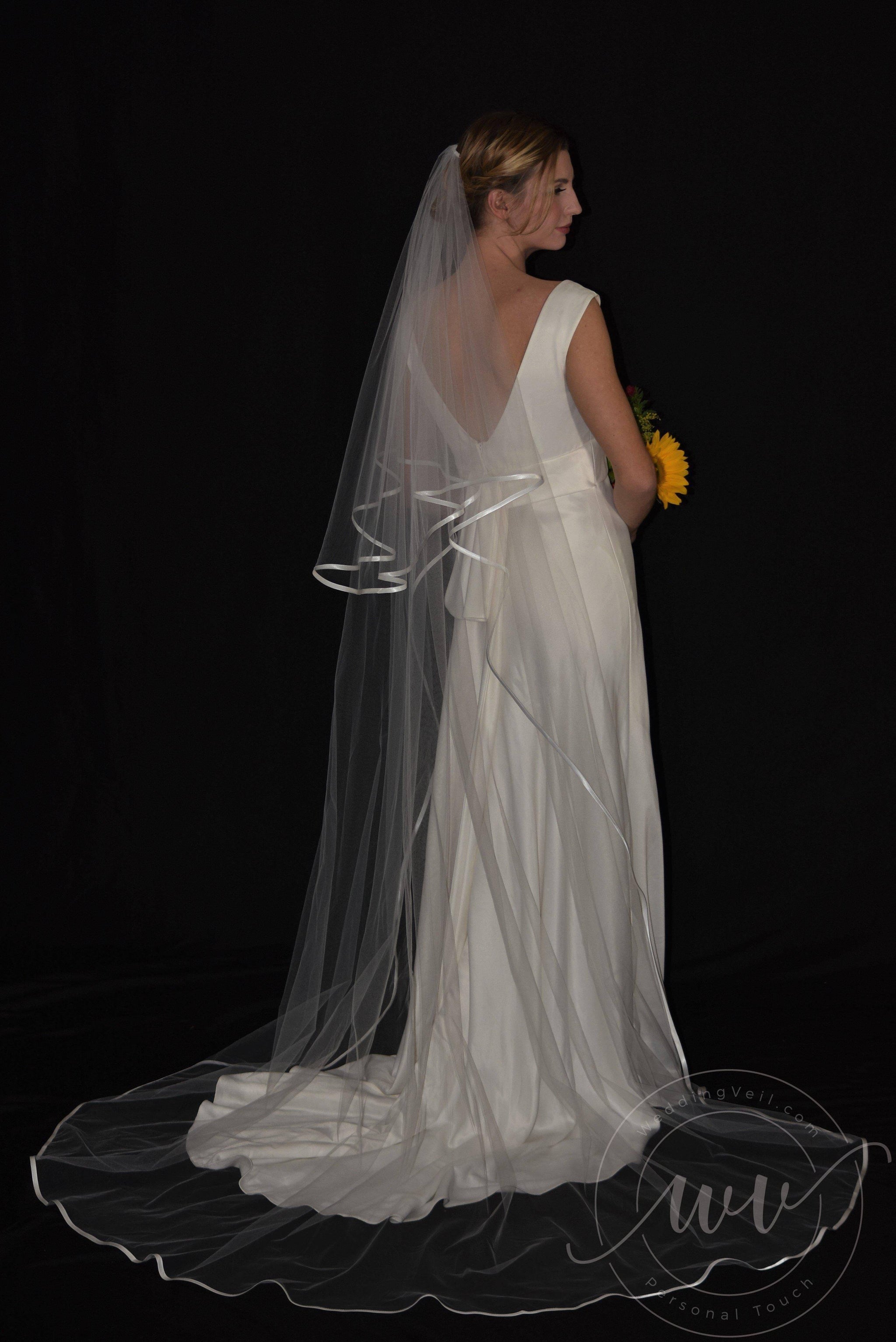 Cascading Two Tier Chapel/Cathedral Length Veil with 1/4  display picture 2