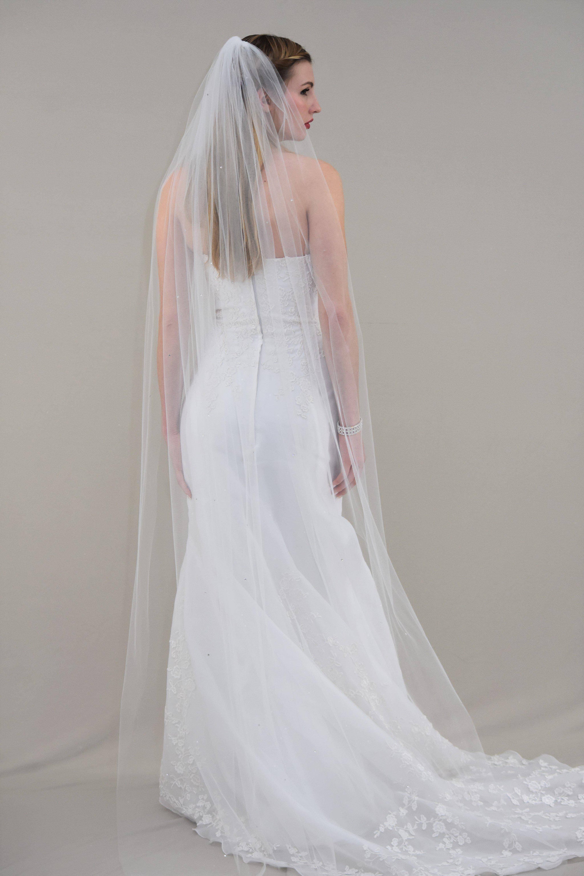 Beautiful Swarovski veil, approx 4ft. Swarovski Crystal Detachable Blusher Veil | WeddingVeil.com main image 4