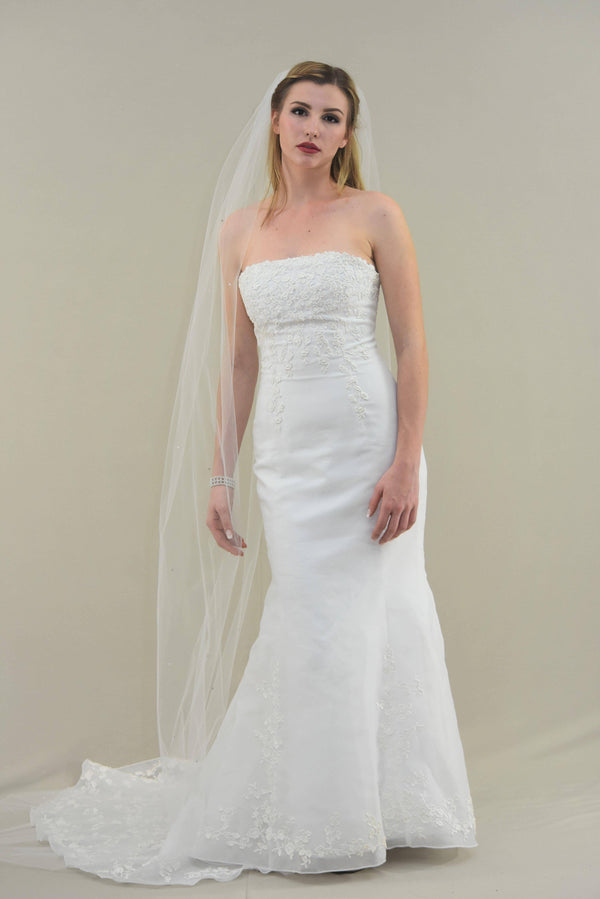 Chapel Length Veil with Swarovski Crystals - WeddingVeil.com
