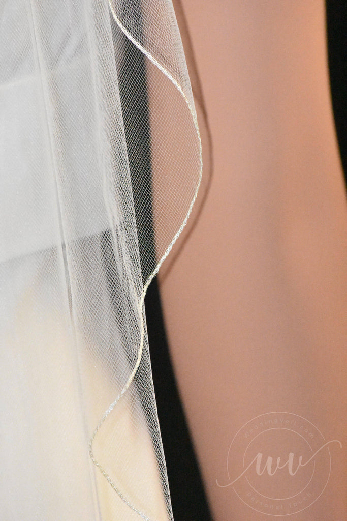 Sheer Cathedral Veil with Pencil Edge - WeddingVeil.com