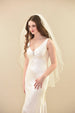 Classic Cut Fingertip Veil with 1/4" Organza Ribbon Trim - WeddingVeil.com
