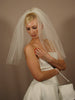 Classic Short Wedding Veil with Cut Edge - WeddingVeil.com