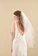 Classic Mid Length Veil with Thin Satin Ribbon Trim - WeddingVeil.com