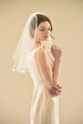 Past Shoulder Veil with 1/4" Folded Satin Ribbon Edge - WeddingVeil.com