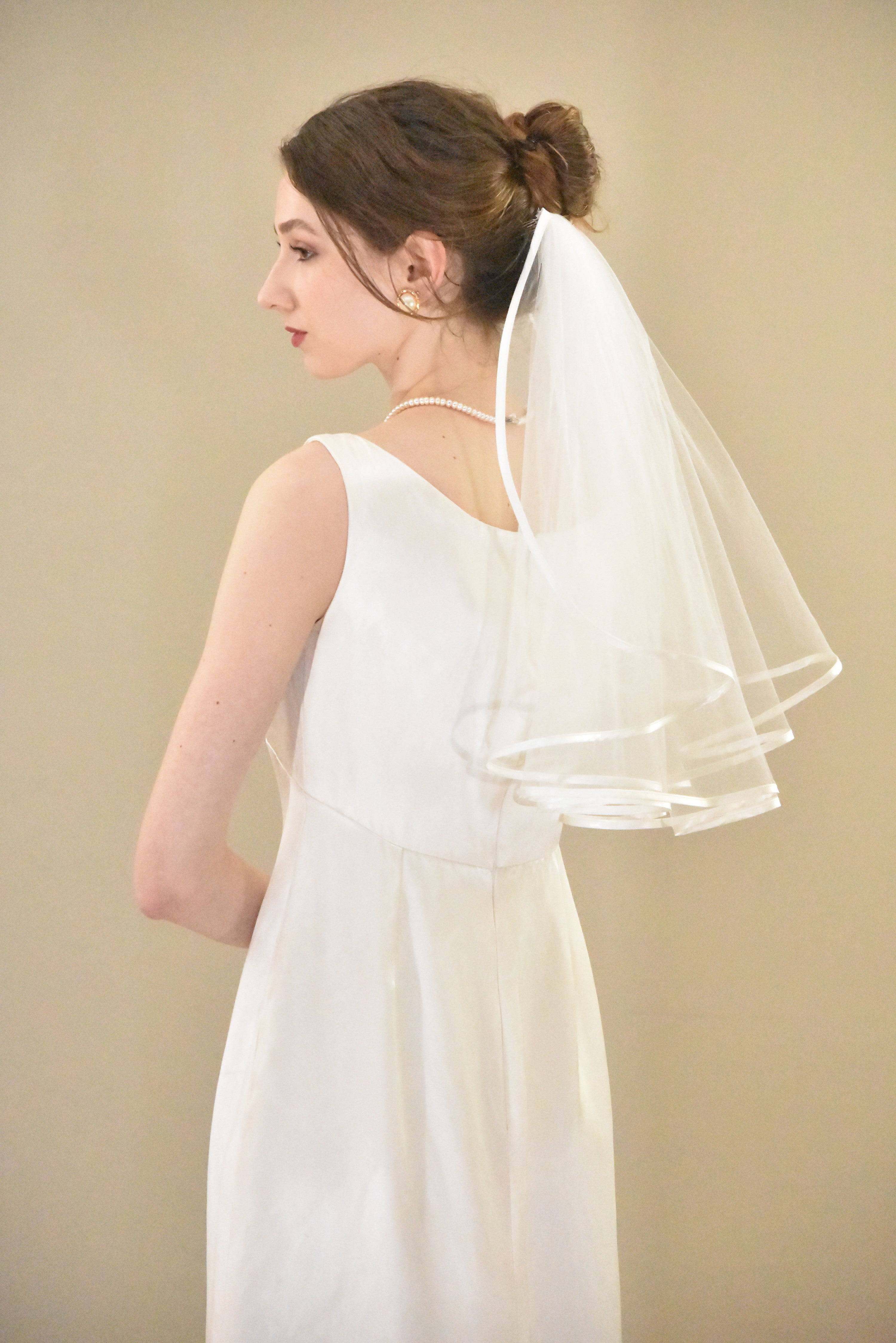 Classic Shoulder Length Full Volume Wedding Veil with Pencil Edge Classic Shoulder Length Full Volume Wedding Veil with Pencil Edge