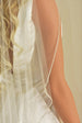 Floor Length Angel Cut Veil with Rhinestone Edge - WeddingVeil.com