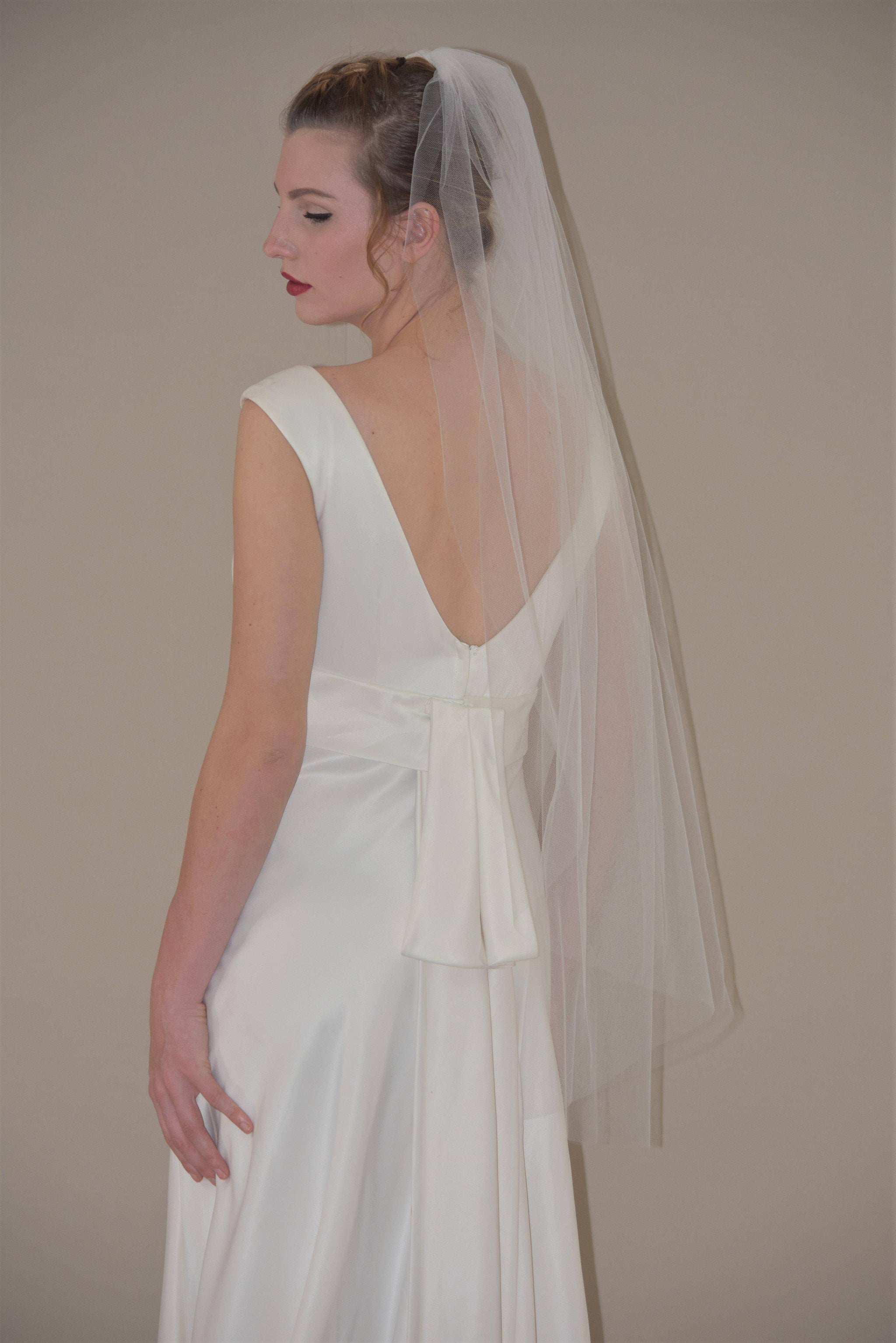 8’9” raw edge veil Angel Cut Chapel Length Veil with Raw Cut Edge | WeddingVeil.com main image 3