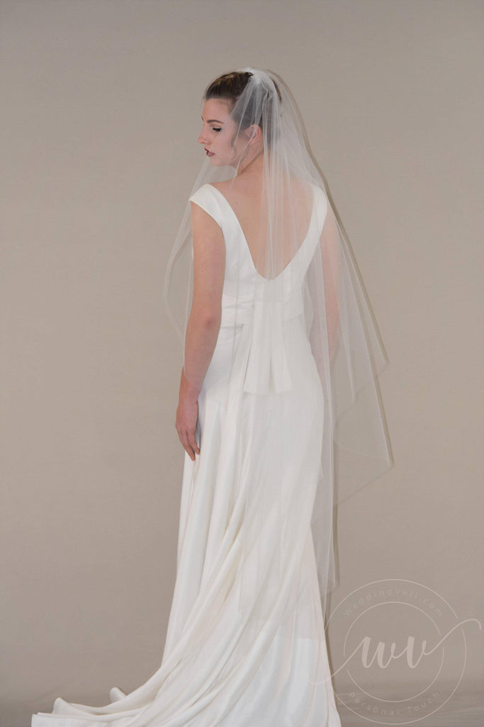Sheer Walking Length Minimalist Veil with Raw Edge - WeddingVeil.com