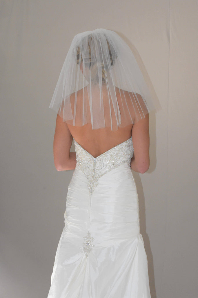 Short Wedding Veil with Raw Cut Edge - WeddingVeil.com