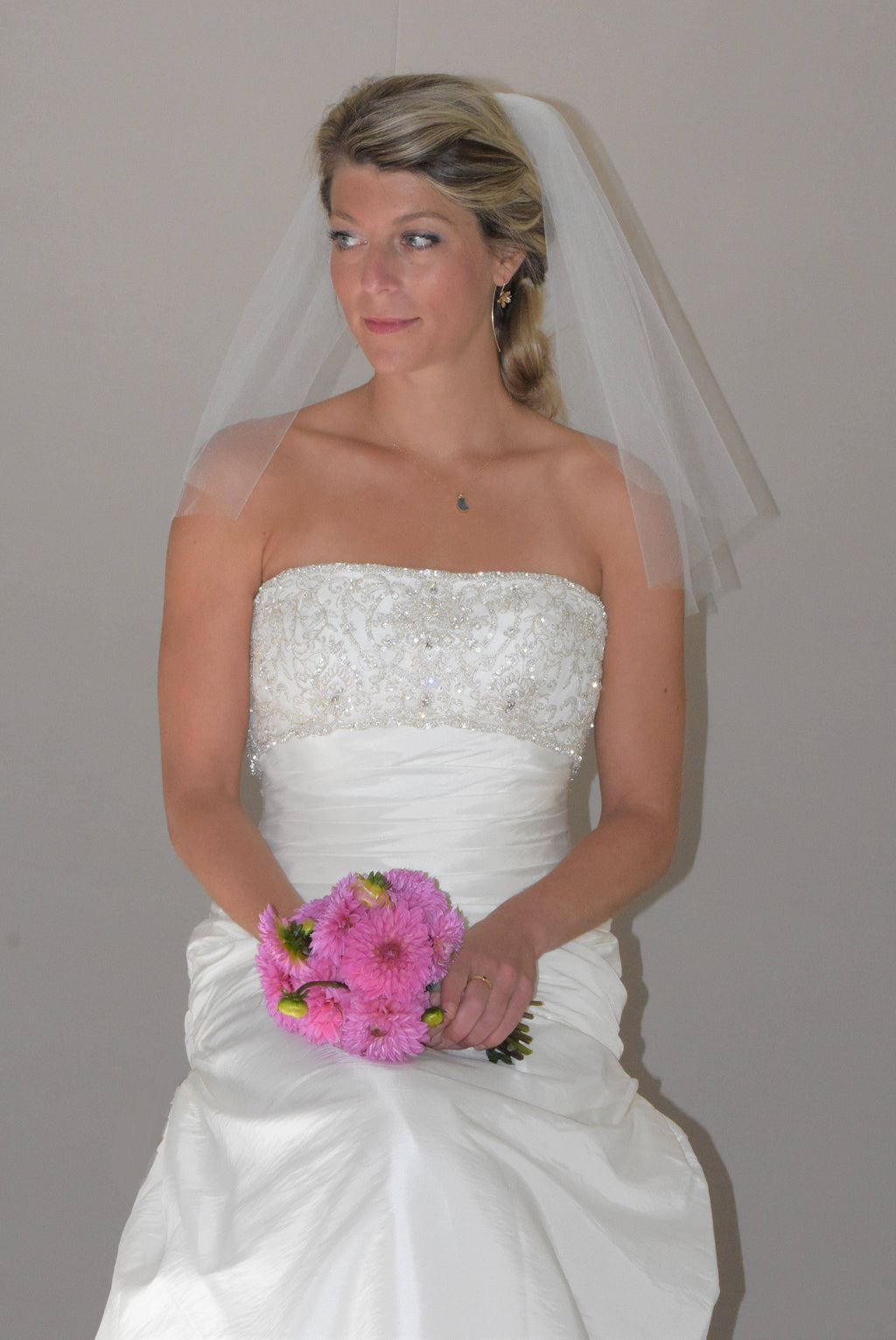 Short Wedding Veil with Raw Cut Edge - WeddingVeil.com