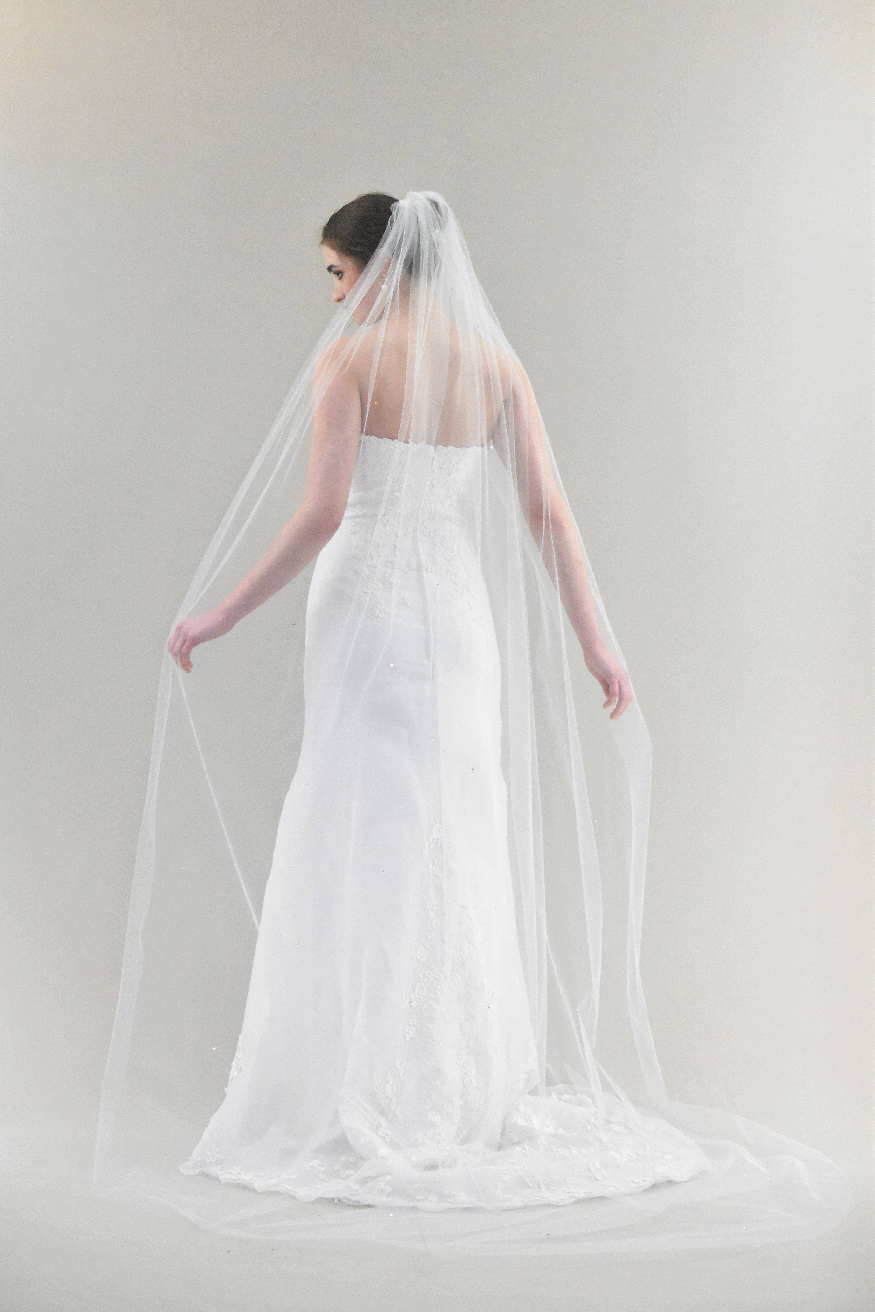 Cathedral Veil with Swarovski Crystals |  Light Ivory / 108 Inches
