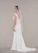 Sparkly Fingertip Wedding Veil with Rhinestone Edge - WeddingVeil.com