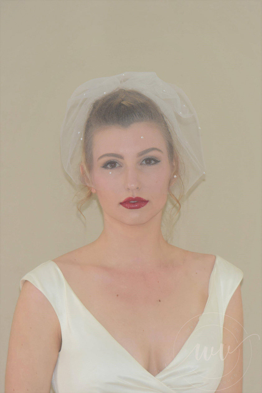 Tulle Birdcage Veil with Pearls