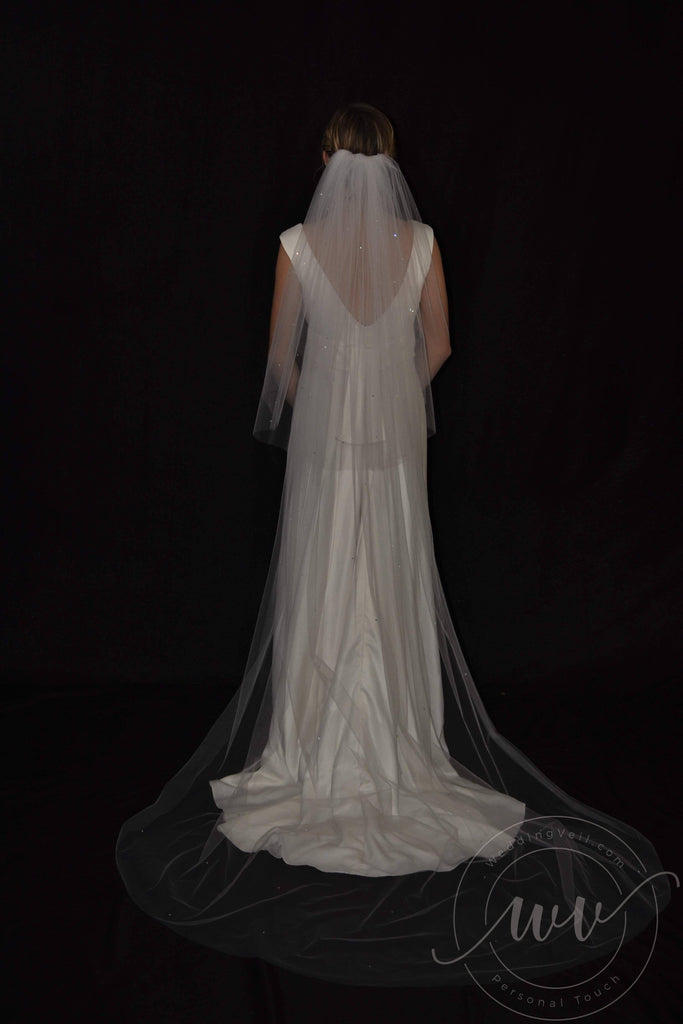 Two Tier Cathedral Veil Scattered with Swarovski Crystals - WeddingVeil.com