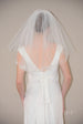 Two Tier Short Wedding Veil with Organza Ribbon Edge