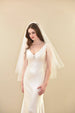 Two Tier Simple Mid Length Veil with Raw Edge - WeddingVeil.com