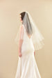 Two Tier Simple Mid Length Veil with Raw Edge - WeddingVeil.com