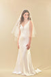 Two Tier Simple Mid Length Veil with Raw Edge - WeddingVeil.com
